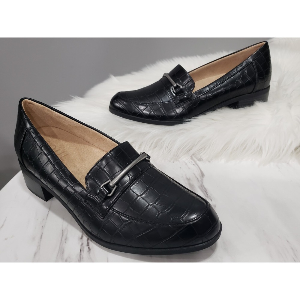 NEW NO BOX SIZE 10 / EURO 40 Naturalizer Soul Firstly Black Loafers Croc Chunky